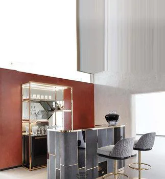 

2021 creative style middle island villa luxury semi-circular arc bar table modern and simple dining room furniture