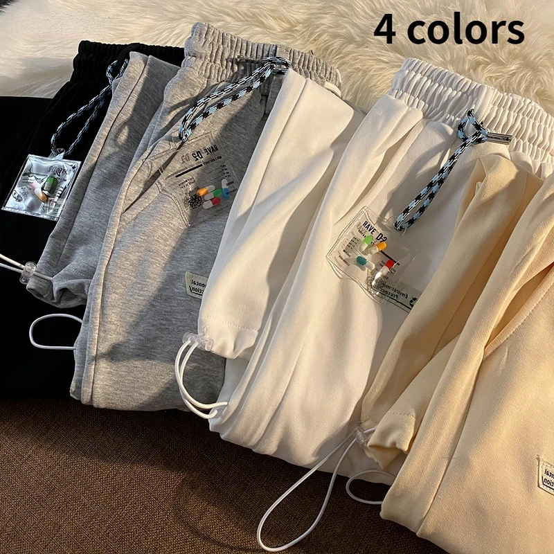 

Pants Women Student Cool Streetwear Solid Design Korean Style 4 Colors Sport High Quality All-match Trendy Female Spring Leisure