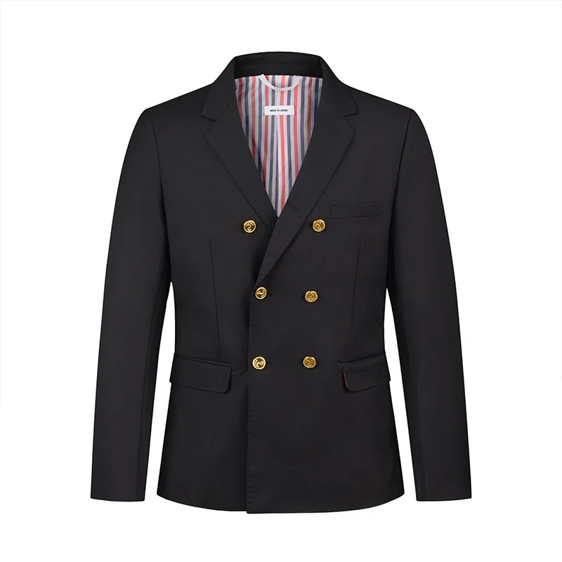 

7931-T-Navy blue casual suit with hip lapel collar two-piece wedding set