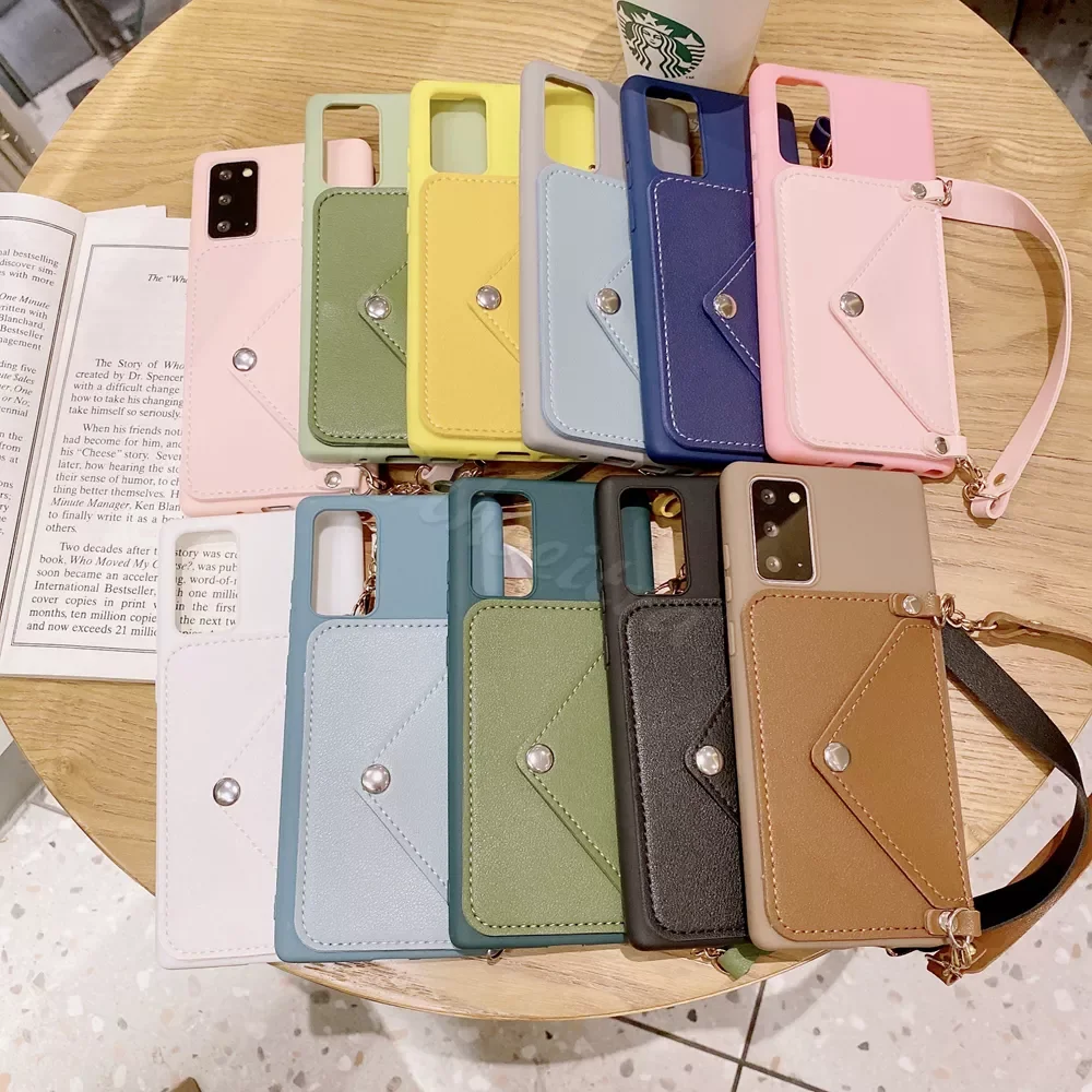 The newNecklace Card Slot Wallet Cover For Samsung Galaxy S20 FE S21 Ultra S10 Lite S8 Plus S7 Edge A10S A20S A91 Case Lanyard R images - 6