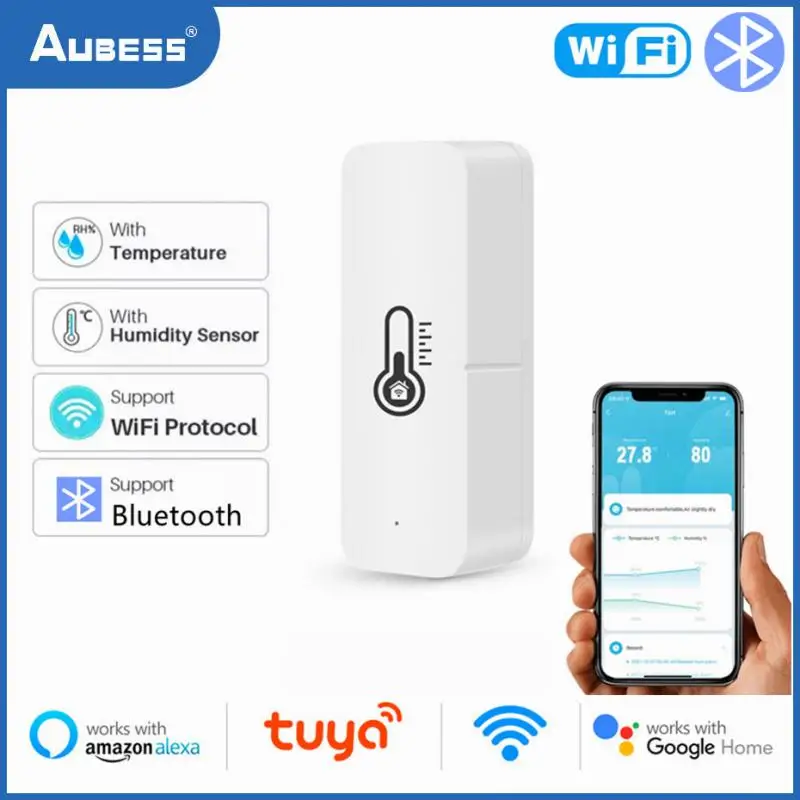 

Датчик температуры и влажности Tuya Wi-Fi, комнатный гигрометр с Bluetooth, контроллер для умного дома, мониторинг Яндекс-Alexa Google Home