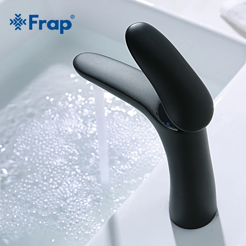 

Черный латунный смеситель Frap Y10013, кран для раковины с распылителем, крепление на раковину, для холодной и горячей воды, аксессуары для ванно...