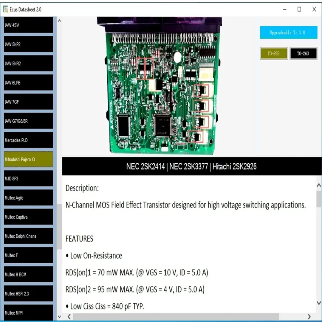 Фото Лист данных ECU 2.0, программное обеспечение для ремонта автомобильной электроники, руководство по диаграммам цепи печатной платы для электронных компонентов Bosch IAW №2