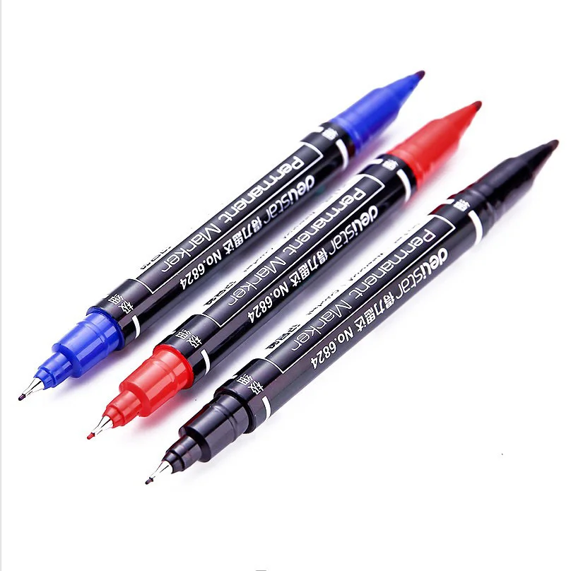 

High Quality Waterproof Permanent Dual Tip 0.5/1.0 Mm Nib Black Blue Red Art Marker Pens Student School Office Kawaii Stationery