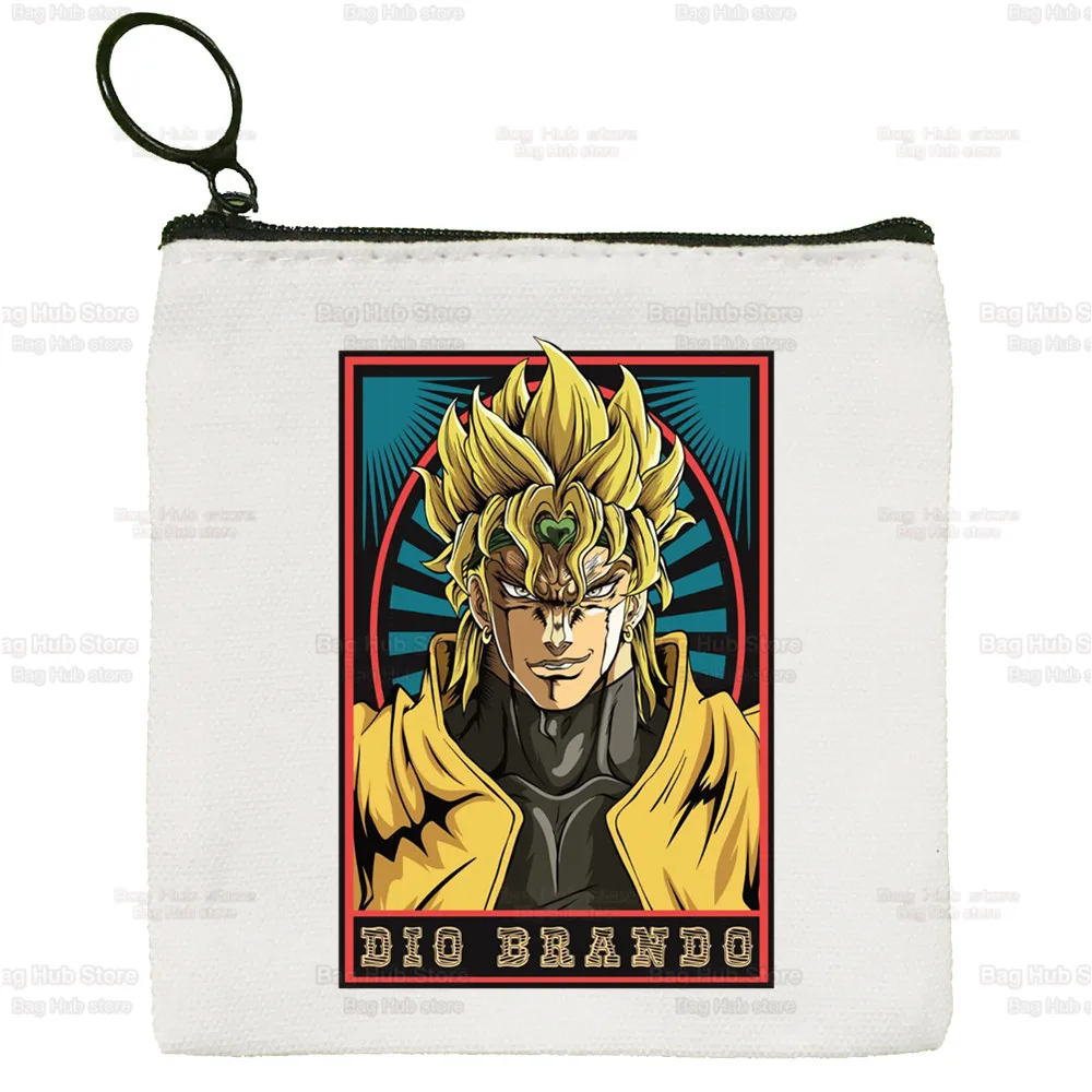 JOJO's Bizarre Adventure Cute Mini Coin Purse Canvas Student Wallet Kujo Jotaro JOJO Coin Case Zipper Hand Female Key Case
