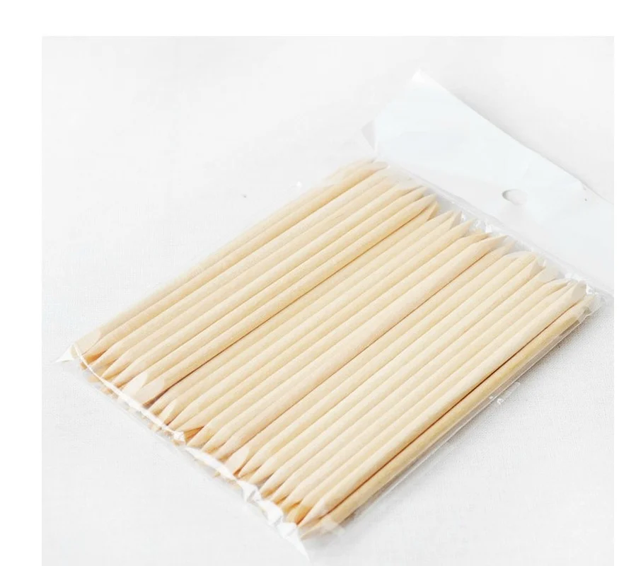 

1 Pack 100pcs Orange Wood 2-Way Use Nail Art Cuticle Pusher Remover Pedicure Manicure Sticks Tool TRP09 (11.5cm long)