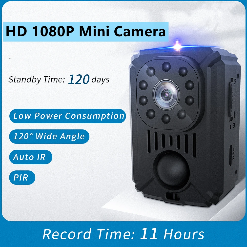 

Мини-камера DV HD 1080P, умная камера, автоматическая камера ночного видения с пассивным ИК датчиком, время автономной работы 11 часов, видеорегистратор, камера с зажимом