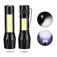 portable led mini flashlight rechargeable q5 bulbs cob lighting lamp built battery torches waterproof zoom tactical flashlight