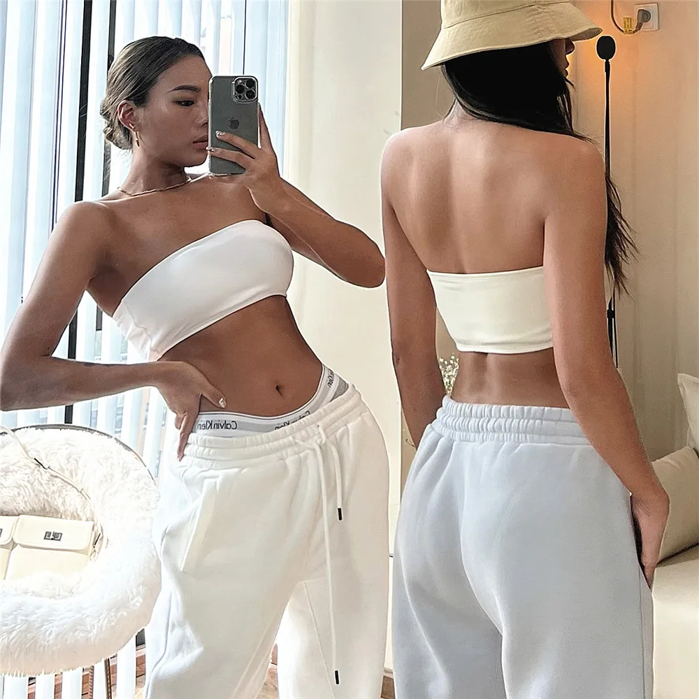 2023 Pad Tube Tops Sports Bra Women Fitness Bra Intimate Strapless Bustier Bandeau Breathable Wrapped Chest Underwear Yoga Bra