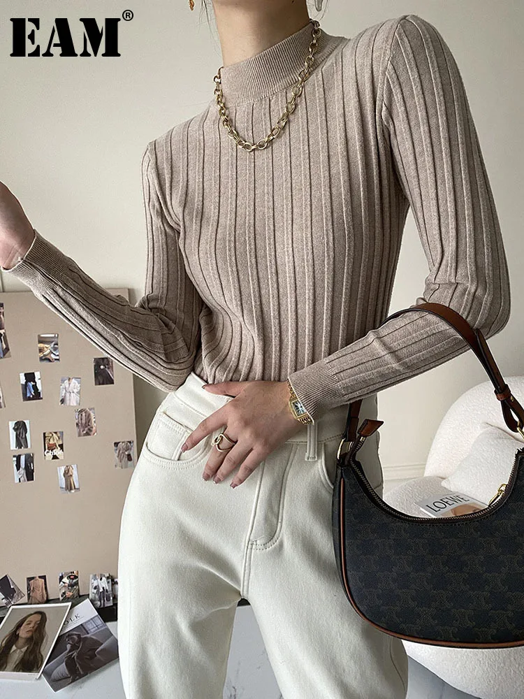 

[EAM] черный элегантный вязаный свитер, свободный крой, водолазка с длинным рукавом, женские пуловеры, модные осенне-зимние 2022 1DF3427