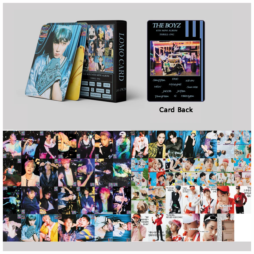 

55Pcs/box Kpop THE BOYZ Lomo Cards The 6th Mini Album THRILL-ING Photocard for Fans Collection Idol Gift THE BOYZ Postcard