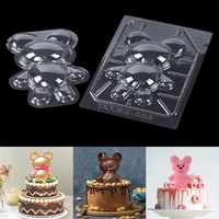 3pcsset 3d cute teddy bear mousse chocolate plastic mold diy wedding party large size breakable chocolate mold cake decor tool