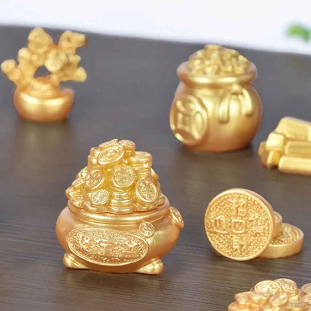

Crafts Ornament Chinese Auspicious Gold Ingot Lucky Yuanbao Fengshui Decor Metal Mascot Feng Shui Auspicious Lucky Deskto