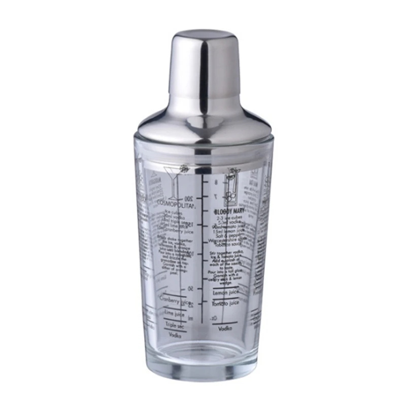 

Cocktail Shaker, 12Oz Martini Recipes Measured Mixing Glass And Stainless Steel Top Cobbler Shaker, For Beginner