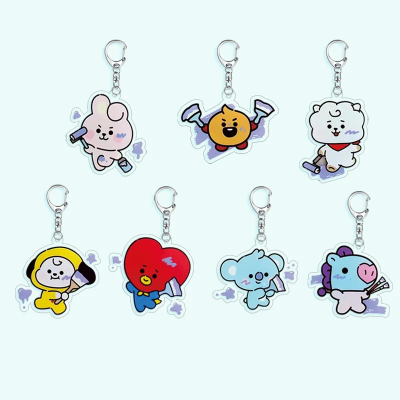 

K-POP New Boys Group Acrylic Graffiti Series Doll Exquisite Keychain Charm Cartoon Cute Backpack Zipper Charm Gift SUGA JIMIN JK