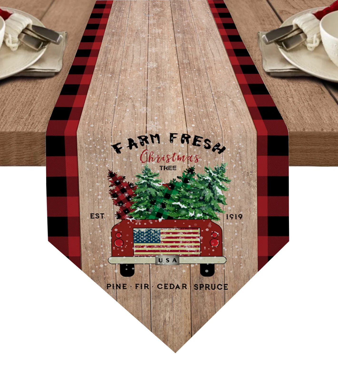 

Christmas Truck Table Runner Wedding Festival Table Decoration Home Decor Kitchen Table Runners Placemats