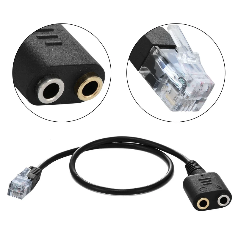 

1pcs Headset Cable 2x3.5mm To RJ9 Jack Adapter Converter 30cm Professional PC Headset Telephone Cable Mayitr