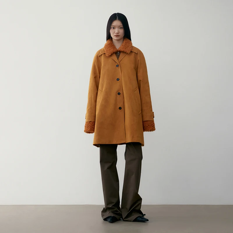 Высокая версия низкий корейский Sle экологически чистый замшевый кожаный плащ