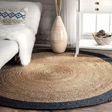 Alfombra de yute 100% Natural para el hogar, hecho a mano tapete, estilo bohemio, moderno, para sala de estar, Vintage y Rural (4)