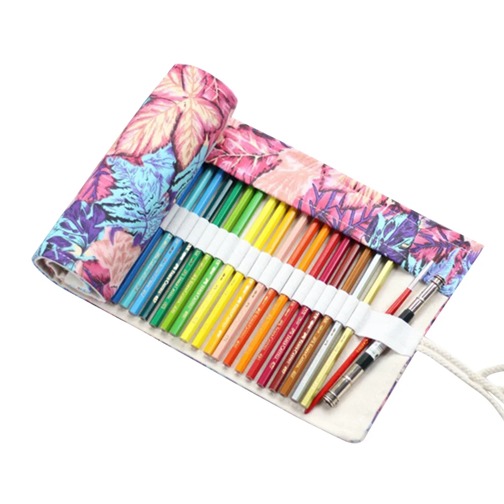 

1pc Pen Holder Printing Portable 48 Slots Pouch Organizer Wrap for Students