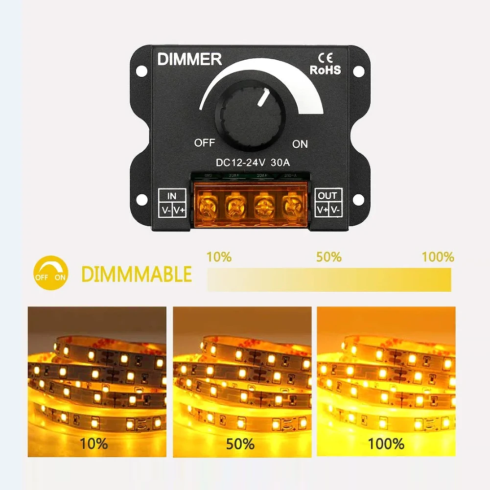 

Adjustable Brightness Dimmer Controller PWM Digital Stepless Dimming LED Dimming Controller for Lamp Strip Single Color Lamp
