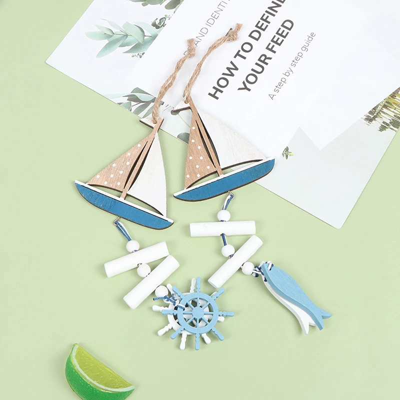 

Деревянная подвеска в морском стиле, небольшая рыба, лодка, инновационный аксессуар, настенное украшение, подвеска, океан, ветер, поделки