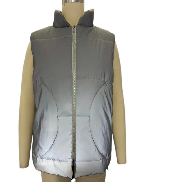 Street Wind Personality Laser Reflective Vest Female 2022 Autumn and Winter Warm Fashion Casual Zipper Cardigan