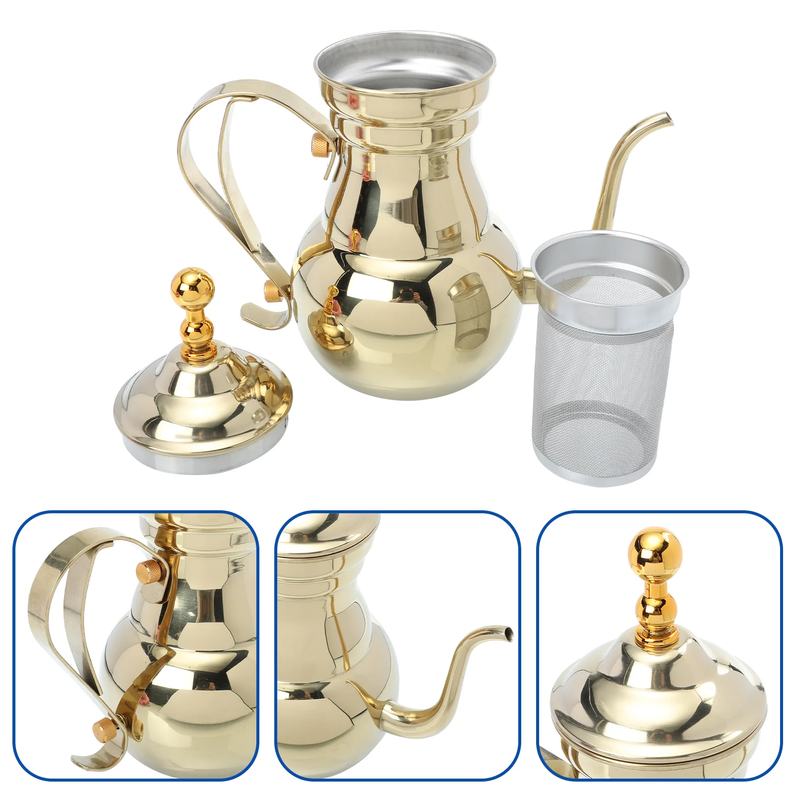 

Kettle Coffee Tea Pot Water Teapot Stainless Pour Gooseneck Steel Over Drink Pitcher Cold Arabic Spout Stovetop Turkish Lemonade