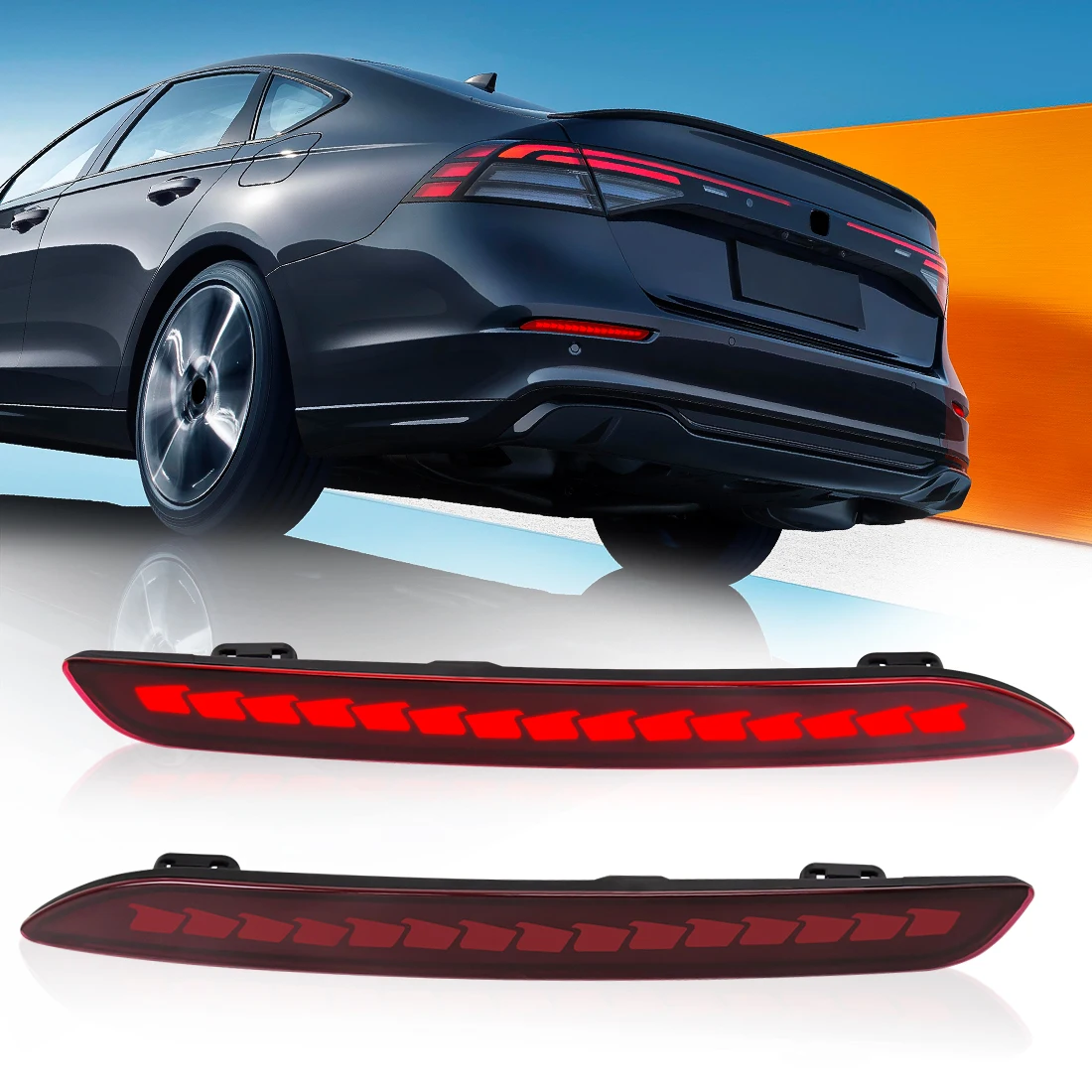 

LED Rear Bumper Reflector Light For Honda Accord 2023 2024 Auto Brake Warning Lamp Waterproof Multi-function Car Accessories 12V