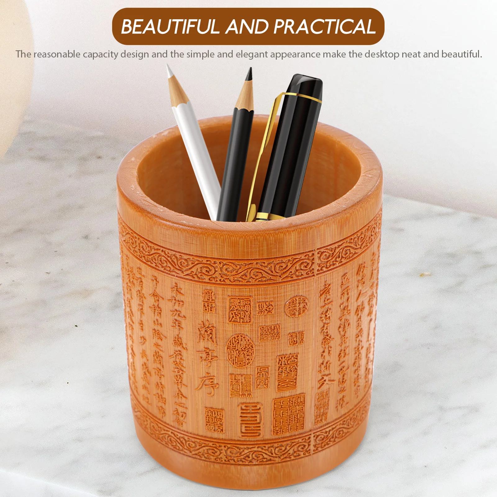 Настольный держатель для ручек рабочий декор бамбуковый горшок кисть письма