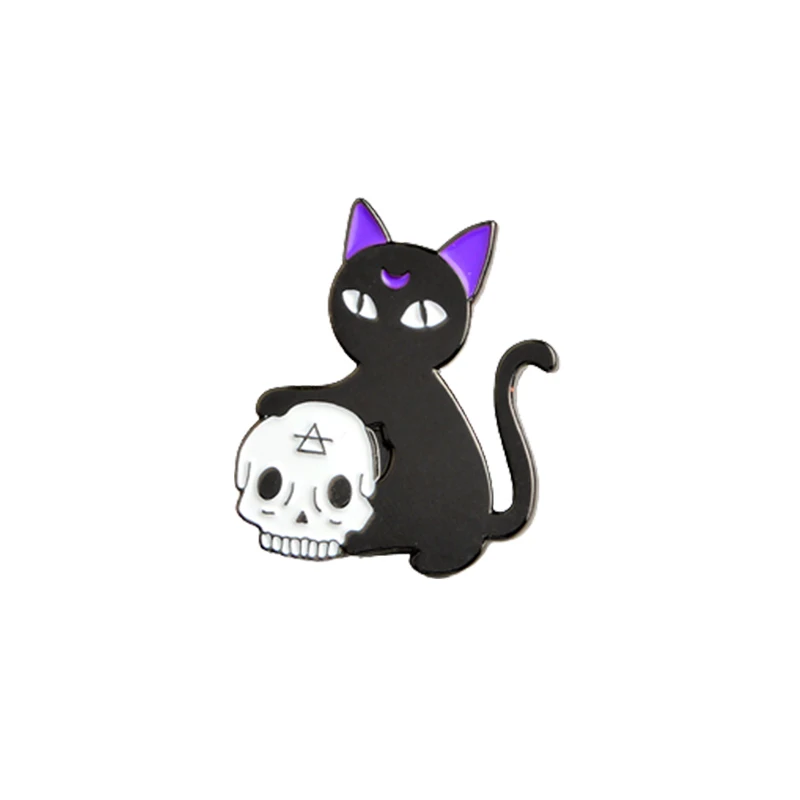 Брошь из сплава с мультяшным изображением злого ведьмы ночи кота значок