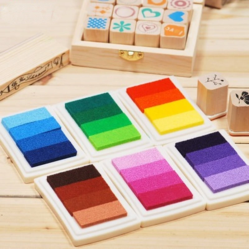 

1pcs Child Craft Oil Gradient Color Based Diy Ink Pad Rubber Stamps Paper Scrapbooking 15 Colors Finger Paint