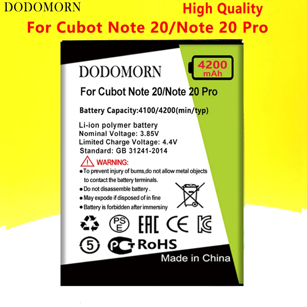 

Новый аккумулятор DODOMORN для телефона Cubot Note 20/Note 20 Pro, высокое качество + номер отслеживания