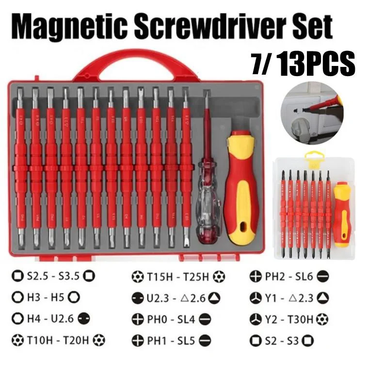 

7/13Pcs Insulation Screwdriver Chrome Vanadium Screwdriver Set Multi-function Tools Electrician Repairing Sleeve Hand Tool