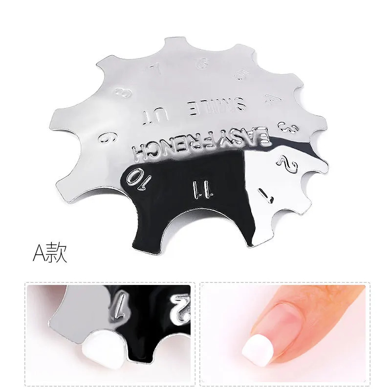 Pro 9 размеров Easy French Smile Cut V Line Типсы в форме миндаля маникюрный триммер для кромки