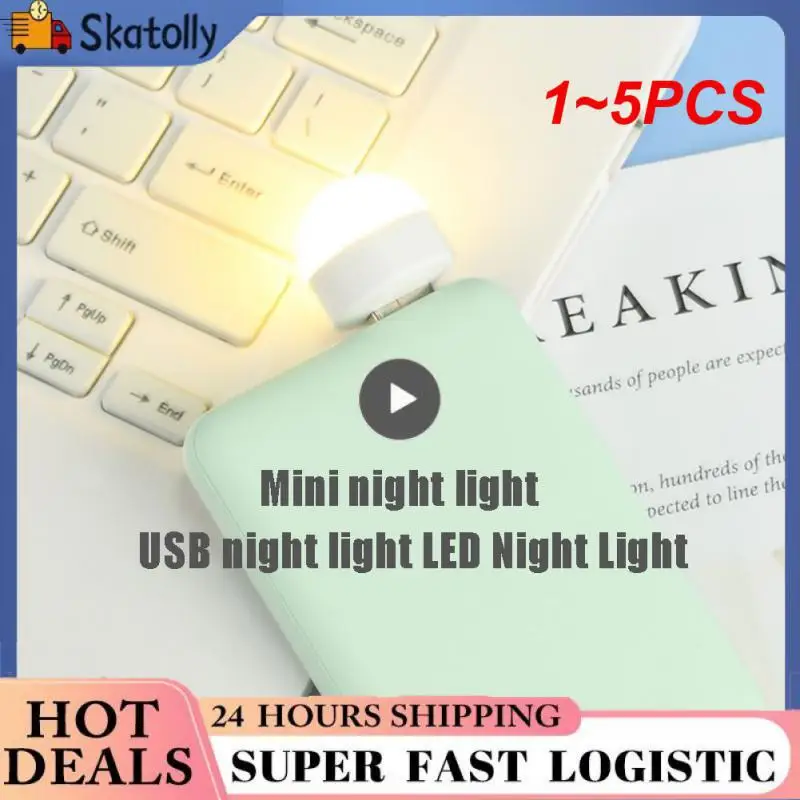 

1~5PCS Night Light Mini LED Night Light USB Plug Lamp USB Book Lights Small Round Reading Eye Protection Lamps