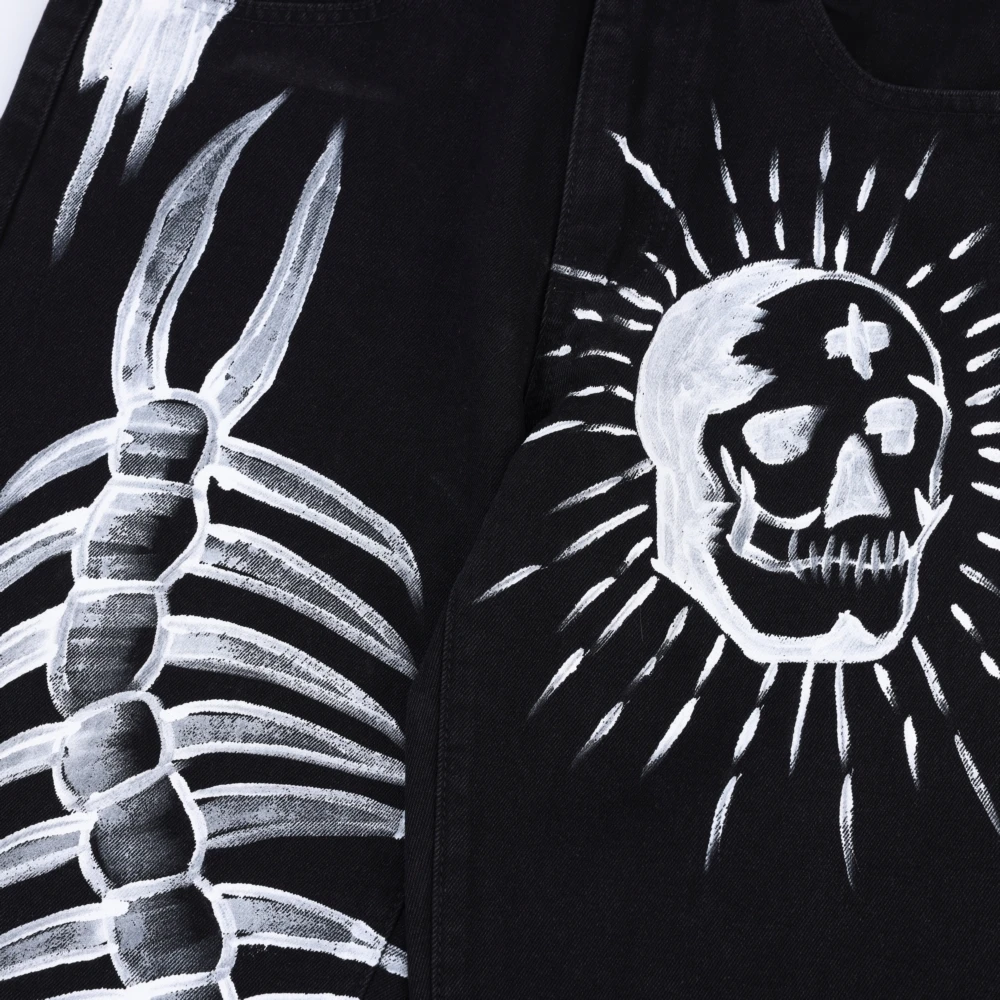 Venom Scorpion Skull Goth Pants for Men Women Distressed Retro Grunge Y2k Evil Graphic Gothic Men's Denim Jeans Streetwear 2023