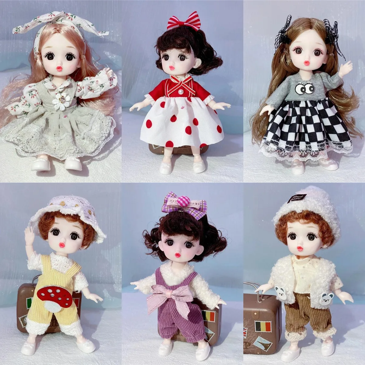 

Cute 16-17cm Doll Movable 13 Moveable Joints Princess Dolls With Full Set Clothes Shoes Wig Makeup DIY Toys Best Gift For Girls