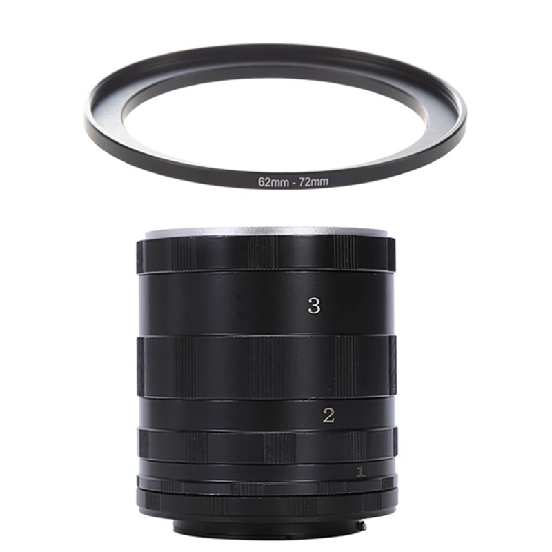 

Удлинительное Кольцо-адаптер для фильтра объектива 62 мм-72 мм, Черное и 3-ступенчатое макрокольцо-удлинитель для всех Nikon DSLR SLR Uk