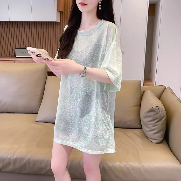 #0665 быстросохнущая футболка с коротким рукавом принтом женская тонкая свободная