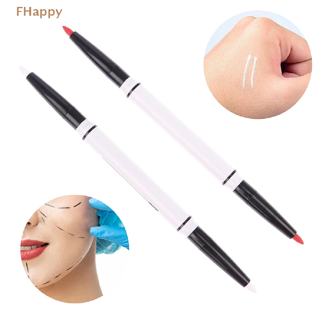 

Double Head White Red Skin Marker Ultrasonic Knife Double Eyelid Line Carving Scribe Pen Micro Plastic Pen