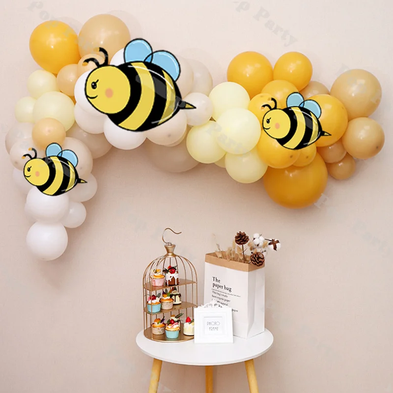 

91pcs Birthday Party Balloons Garland Yellow White Sand Boho Bridal Shower Gender Reveal Bee Party Decoration Baby Shower Arch