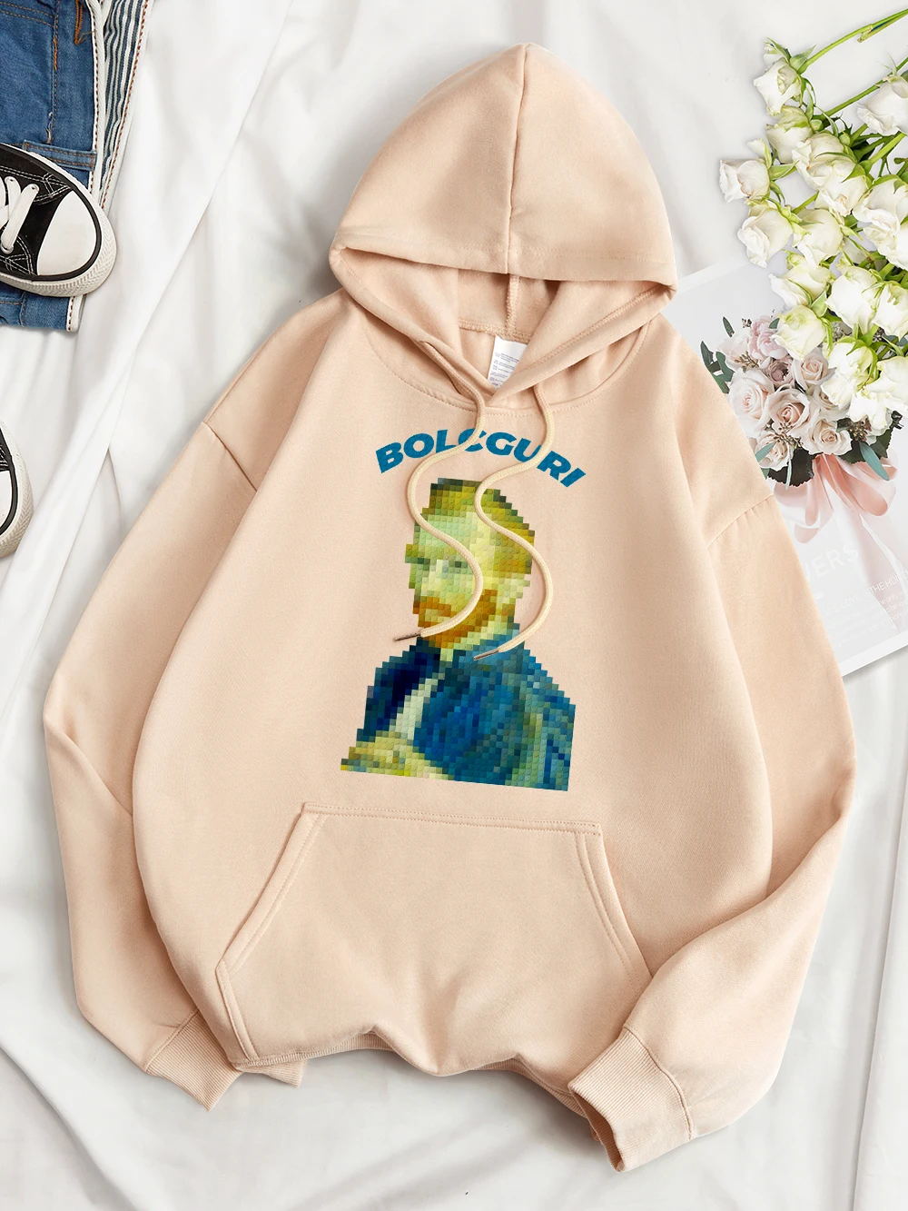 

Mosaic Building Block Van Gogh Cotton Hoodies For Woman Trend Creative Pullover Street Hip Hop Sweatshirt Casual Warm Female Top