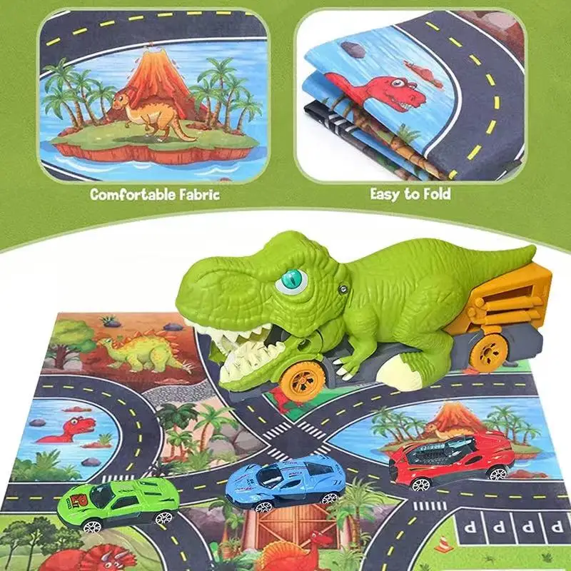 

Монтессори динозавр Devours игрушечный автомобиль интерактивная игра мини-автомобиль переносчик из сплава тираннозавр рекс гоночный трек подарок Fangle