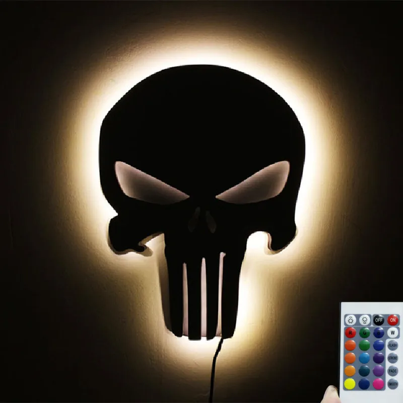 

Фигурка героя мультфильма Disney, ночник Карателя, настенная светильник шн-фигурка Marvel, комнатное украшение, Мстители, новое украшение, светящ...