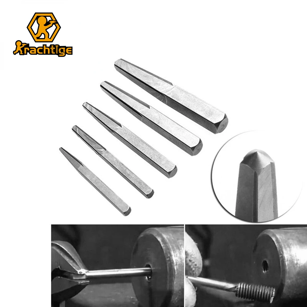 Krachtige 5Pcs Square Screw Removal Drill Bit Set  Bolt Screw Extractor Broken Head Screw Remover Tool