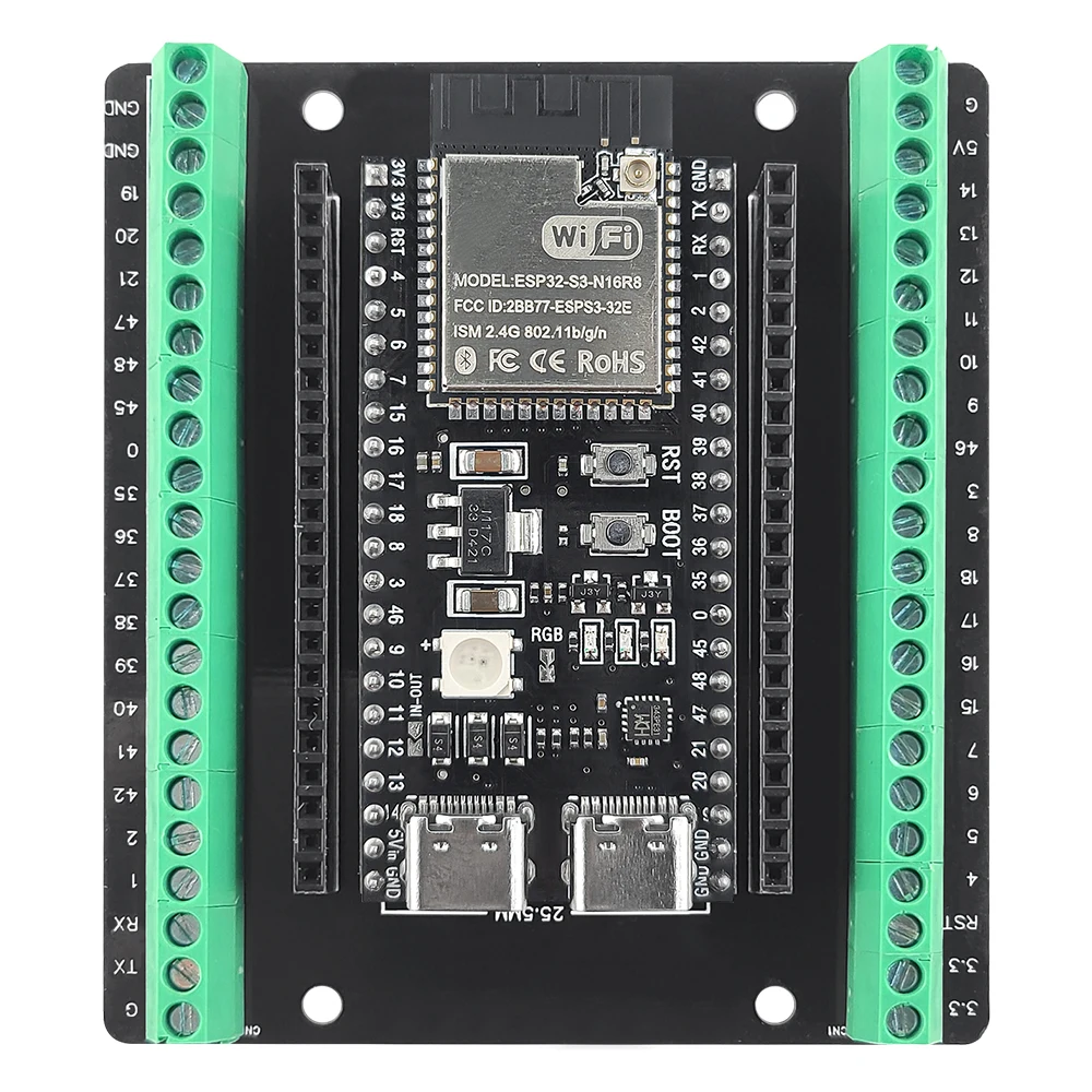 Фото Плата разработки ESP32 S3 с комплектом адаптеров расширения, модуль Wi-Fi 2.4G и Bluetooth, MCU ESP32-S3 N16R8, 44-контактный Type-C, ESP32-S3 №1