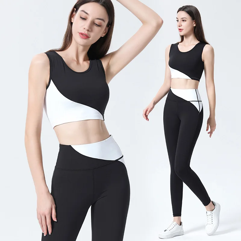 

2022 Spring and Summer New Cross-Border European and American Fashion Running Vest Workout Clothes Sports Suit Naked Women Sense