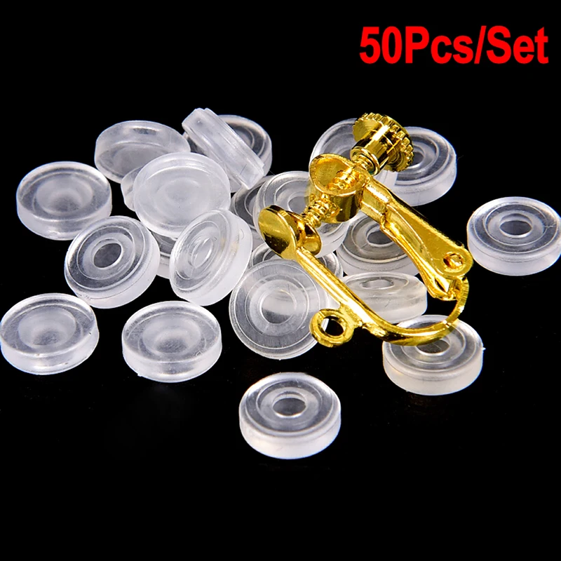 

50 PCS Ear Clip Anti-Pain Pad Transparent Soft Silicone Anti-Pain Pad For Earrings Accessories DIY Jewelry Findings