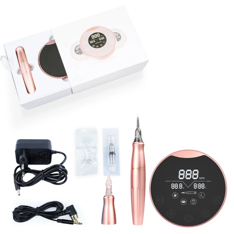 

BIOMASER OEM P90 Mirror Dermographe Permanent Makeup Machine Rotary Eyebrow Pen Tattoo Machine Full Set Pink For Microblading